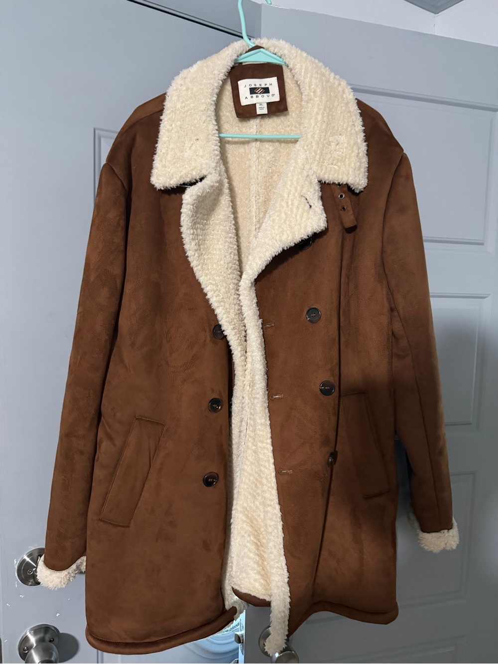 Joseph Abboud Men’s XL Brown Faux Suede Sherpa Shearling Coat